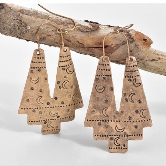 Moon Stamped Dangle Earrings - Picture 2 of 5